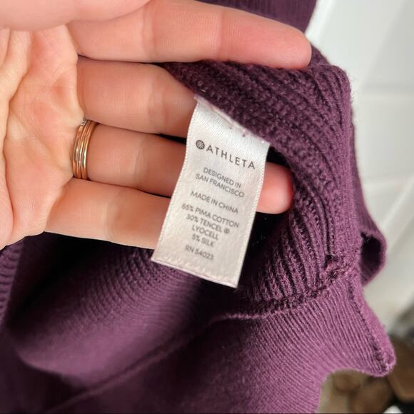 Athleta Rest Day Asymmetric Hem Crewneck Sweater Burgundy Size XXS - Picture 6 of 8